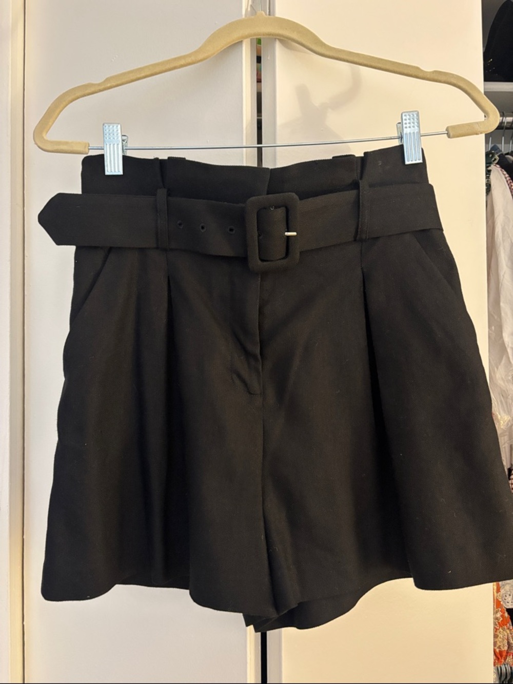 Veronica Beard Black Ashford Shorts with Belt Detail
